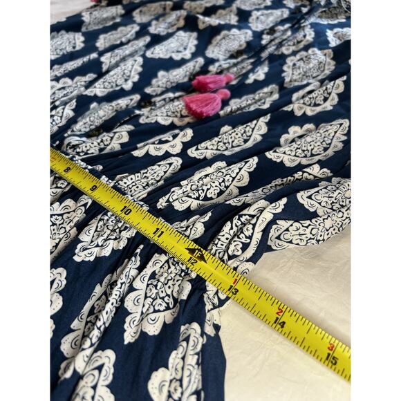 Matilda Jane Womens M On The Fringe Romper Navy and Pink Boho - Picture 9 of 12